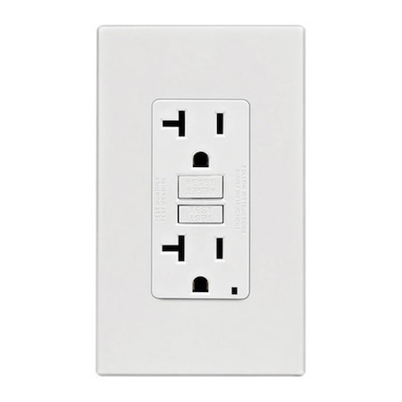 Ezgeneration GFNT2-0PW 20 amp 125 V Screwless Wall Plate GFCI Receptacle  White EZ151108